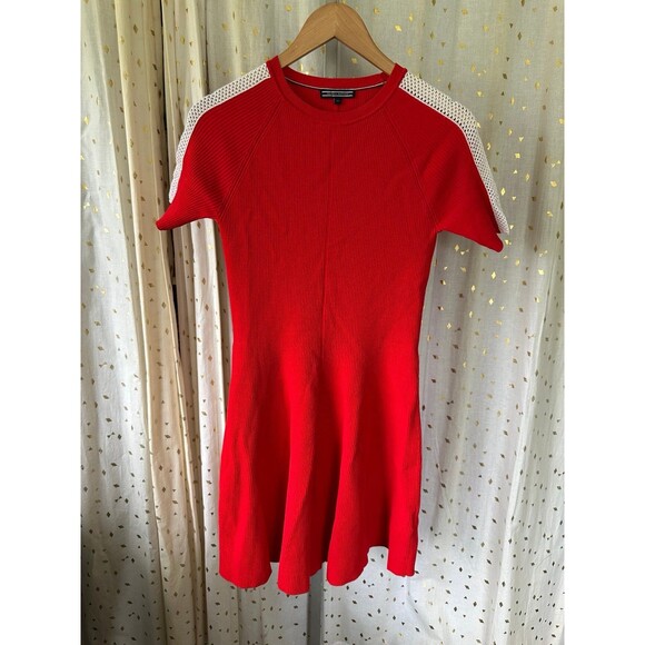 NWOT Tommy Hilfiger Women's Rayana Nautical Crew Neck Ribbed Sweater Dress M - Picture 2 of 4